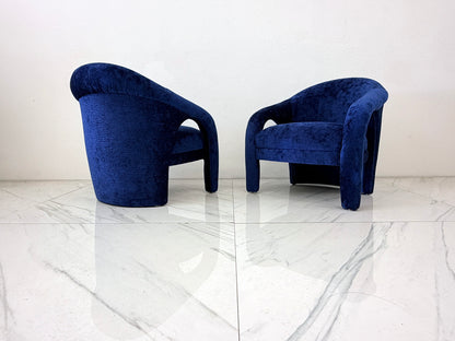 "Elephant Chairs" by Weiman, style of Vladimir Kagan in Blue Velvet, 1990's