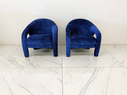 "Elephant Chairs" by Weiman, style of Vladimir Kagan in Blue Velvet, 1990's