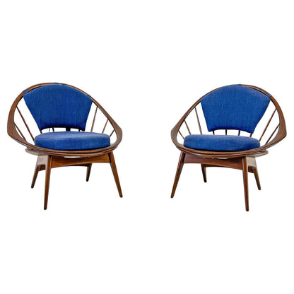 Hoop Chairs, A Pair, by Ib Kofod-Larsen for Selig, Denmark, c. 1964