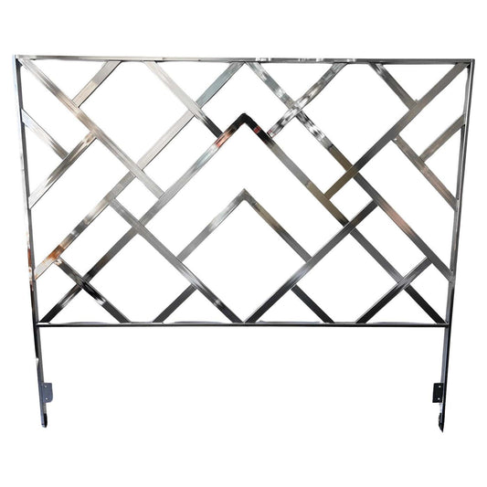 Monumental Chrome "Oriental" King Headboard & Frame, Elaine Cohen, D.I.A., 1972