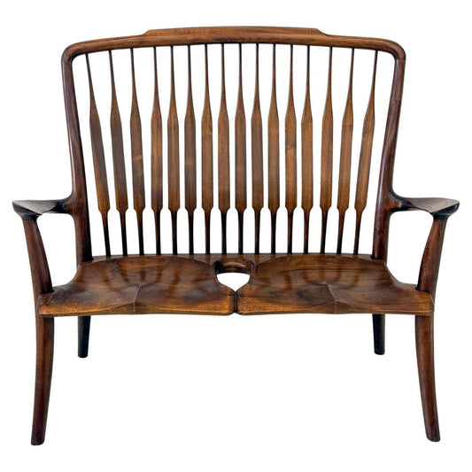 Handcrafted Walnut Studio Craft Loveseat in the Style of Maloof and Nakashima