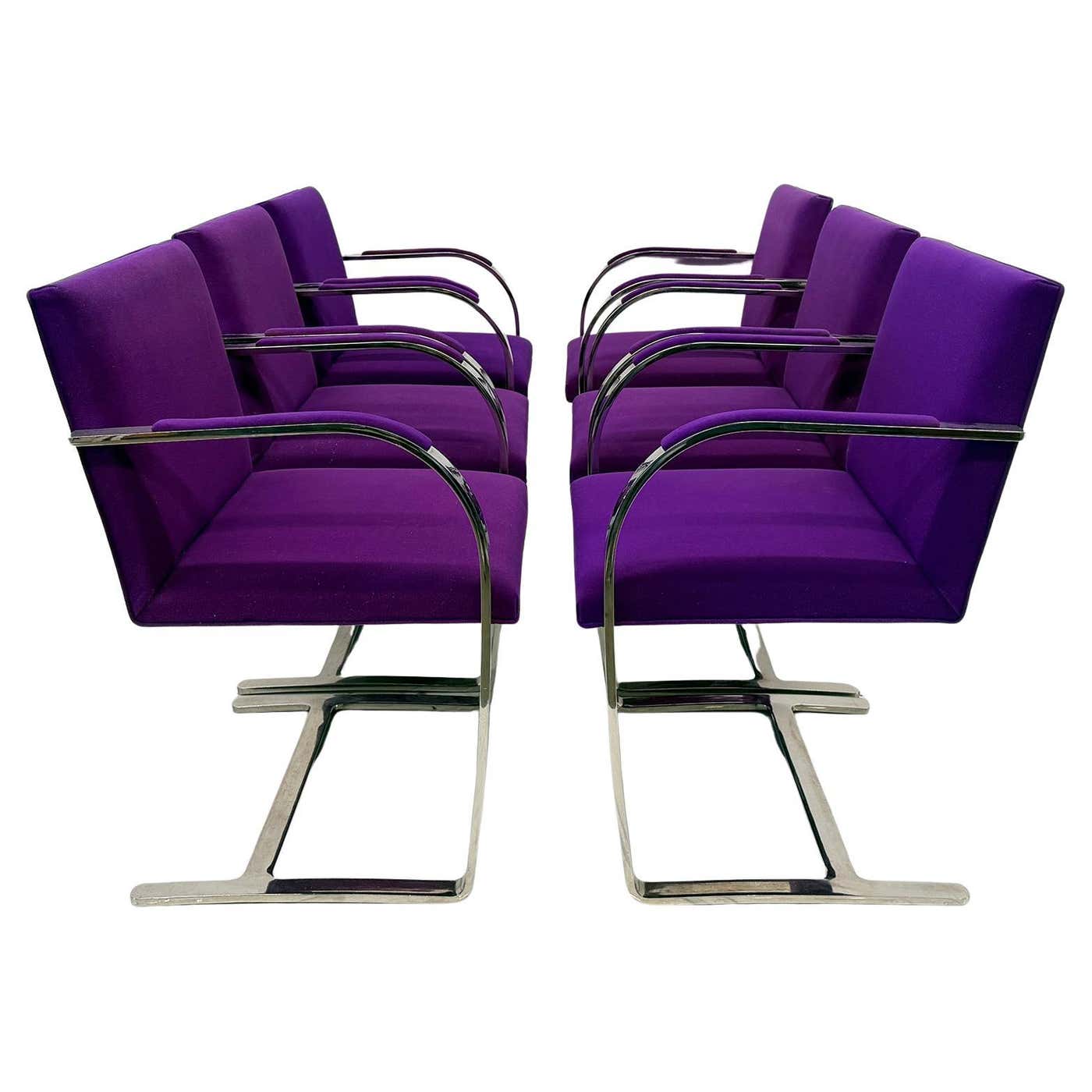 Knoll BRNO Flat Bar Armchairs by Mies van der Rohe, Set of 6
