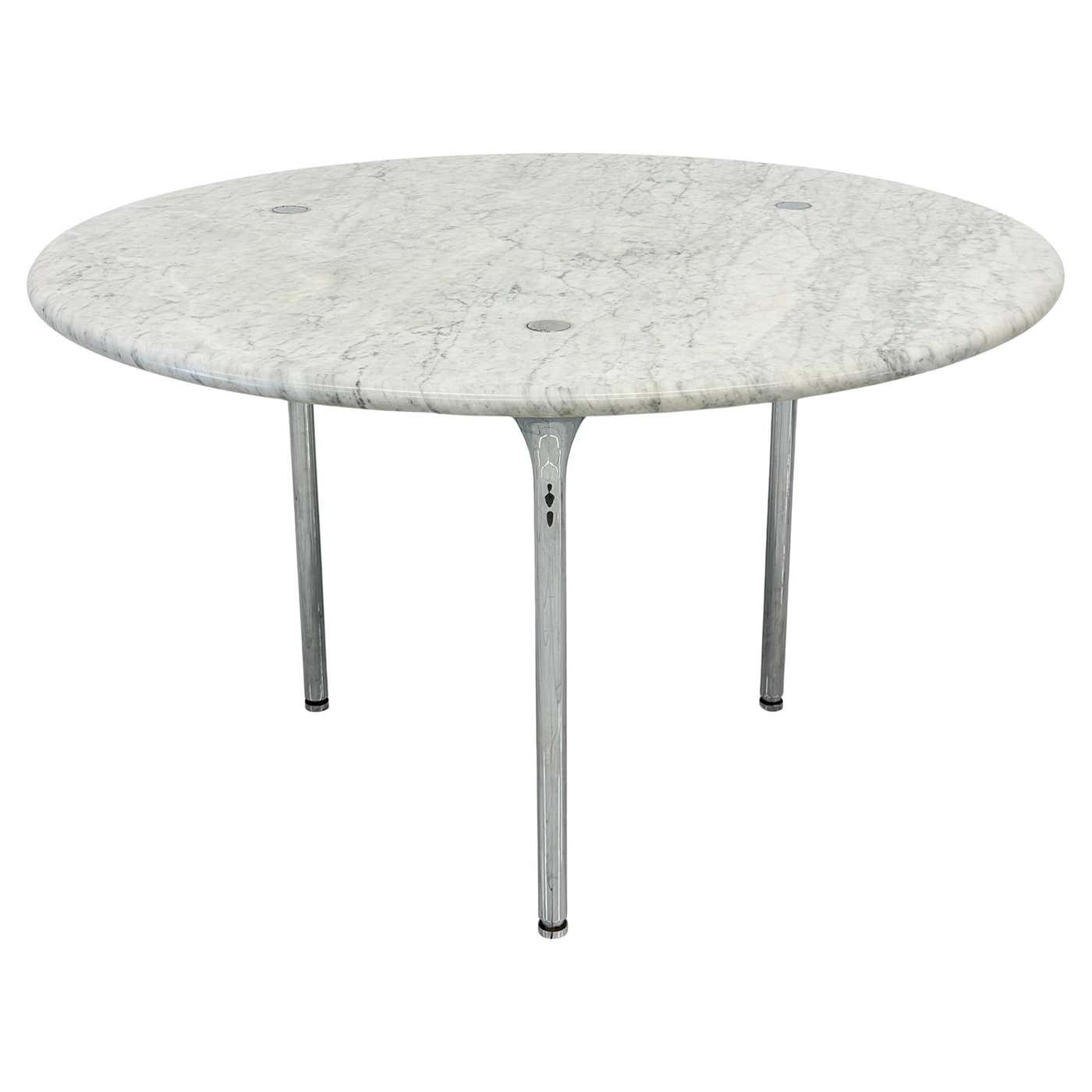 Katavalos, Littell, and Kelley 48" Dining Table, Carrara Marble, Laverne, 1960's
