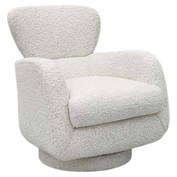 Vladimir Kagan "Papa Bear" Swivel Rocking Chair, in Boucle, Directional, 1980's
