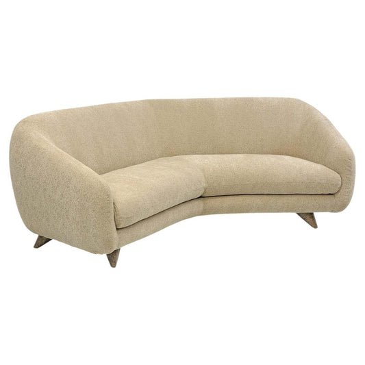 Vladimir Kagan Wide Angle Tangent Sofa, Model 506 In Tan Chenille