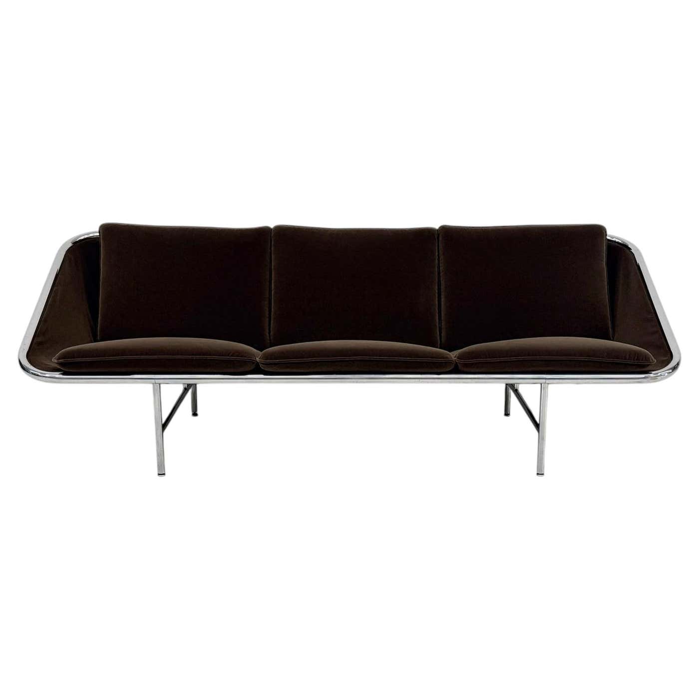 Rare George Nelson for Herman Miller Sling Sofa, Model 6832 in Chocolate Rohleder Velvet
