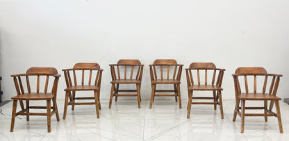 1940s Habitant, Bay City MI, Knotty Pine Captain’s Chairs, Set of 6