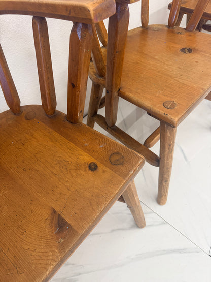 1940s Habitant, Bay City MI, Knotty Pine Captain’s Chairs, Set of 6