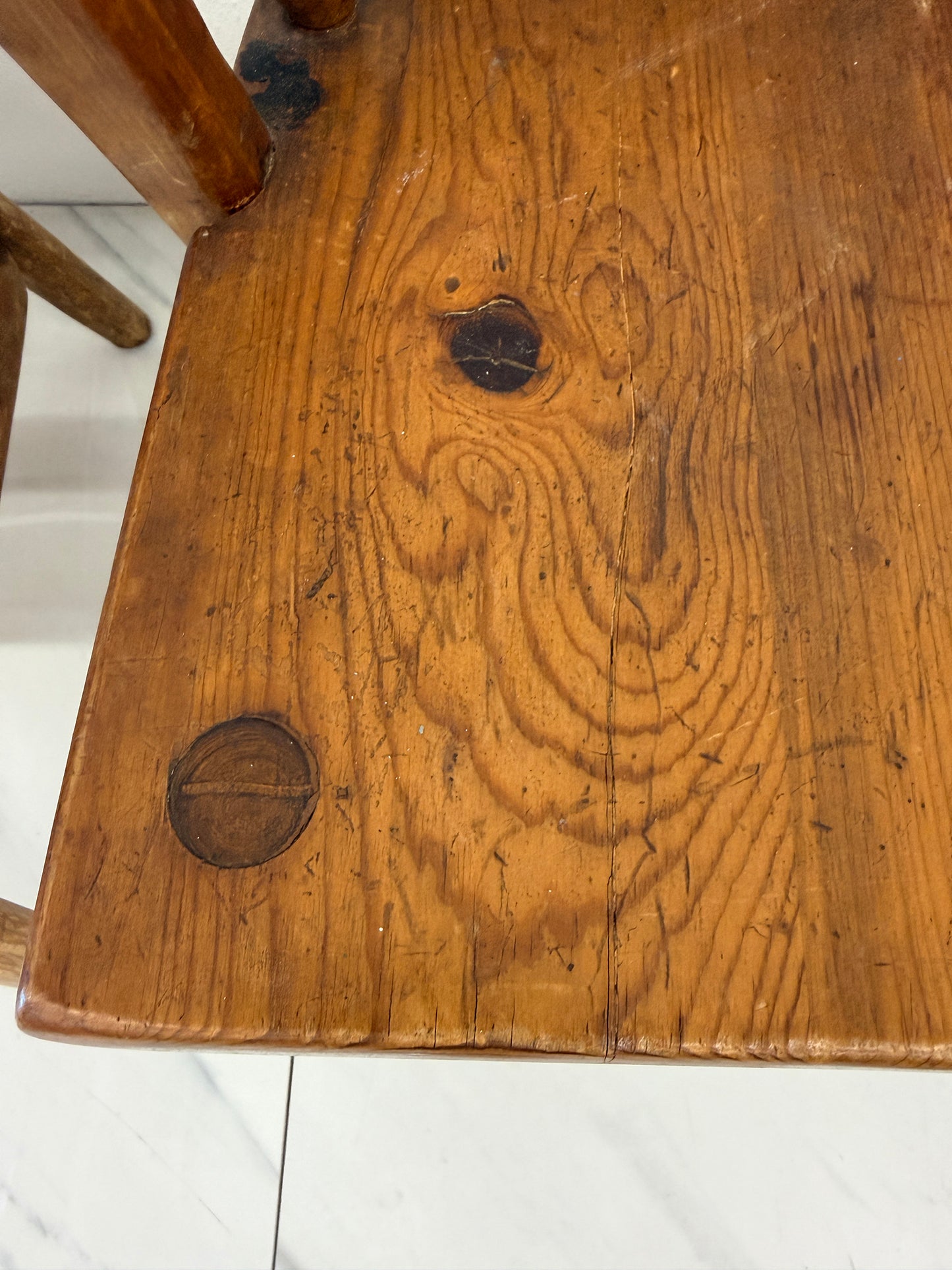 1940s Habitant, Bay City MI, Knotty Pine Captain’s Chairs, Set of 6