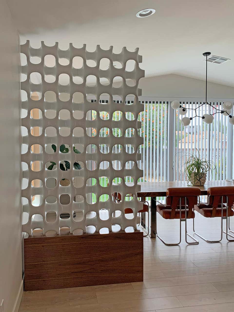 Patinated Sculpta-Grille Bones Screen on Walnut Base by Richard Harvey, 1960s