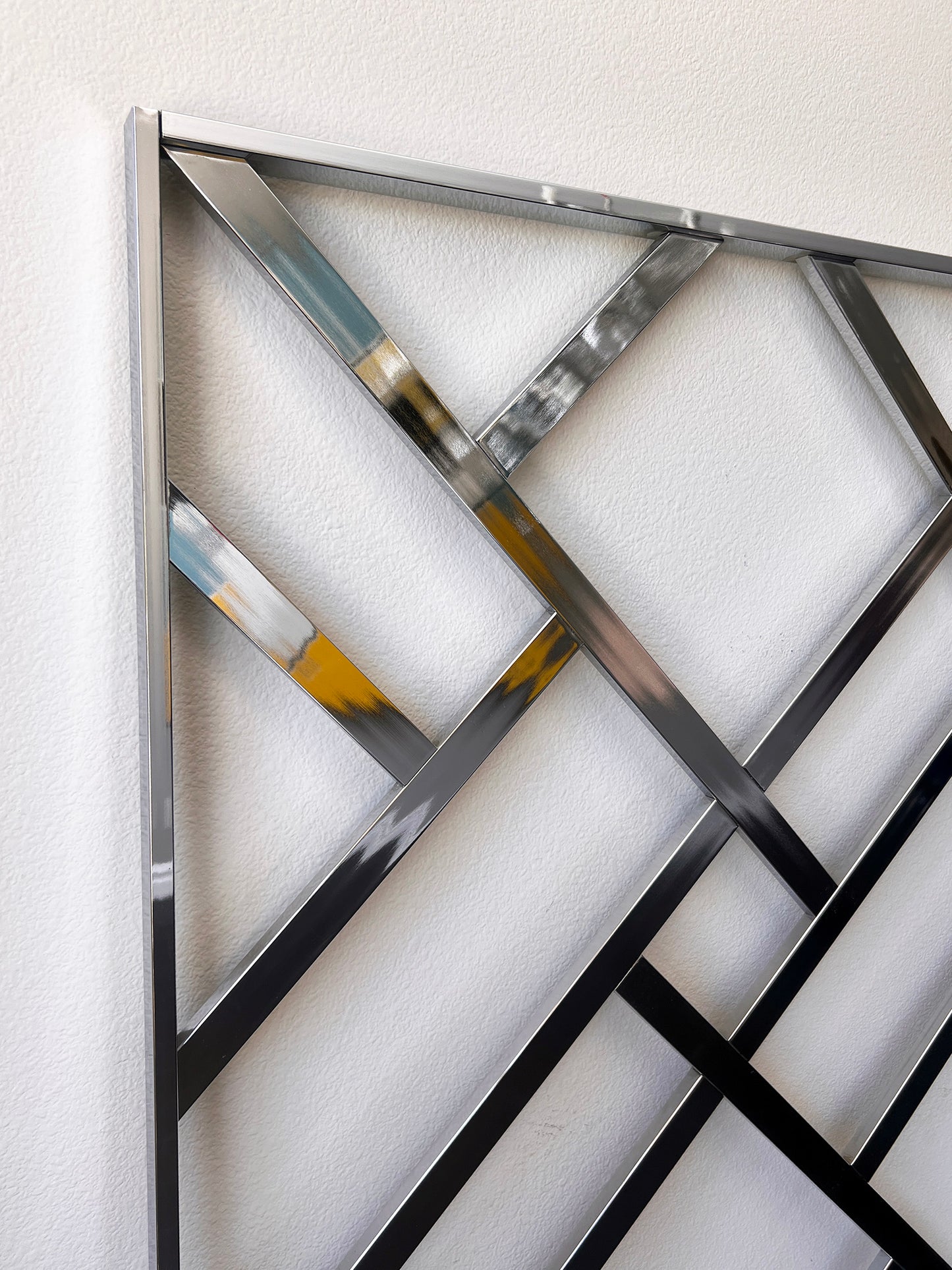 Monumental Chrome "Oriental" King Headboard & Frame, Elaine Cohen, D.I.A., 1972