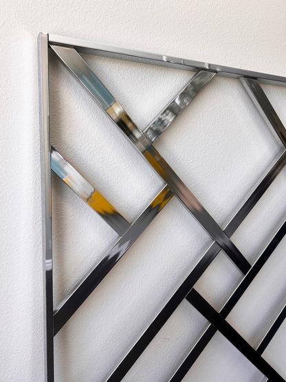 Monumental Chrome "Oriental" King Headboard & Frame, Elaine Cohen, D.I.A., 1972