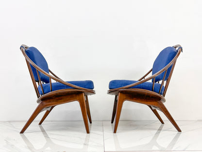 Hoop Chairs, A Pair, by Ib Kofod-Larsen for Selig, Denmark, c. 1964