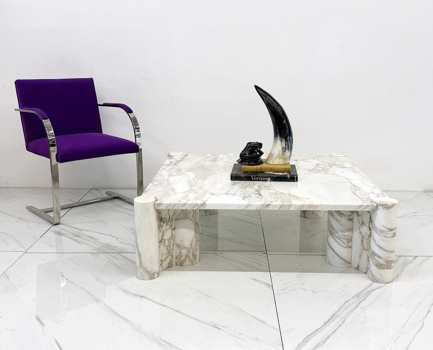 Gae Aulenti Jumbo Coffee Table, Arabescato Marble, Knoll, 1960's