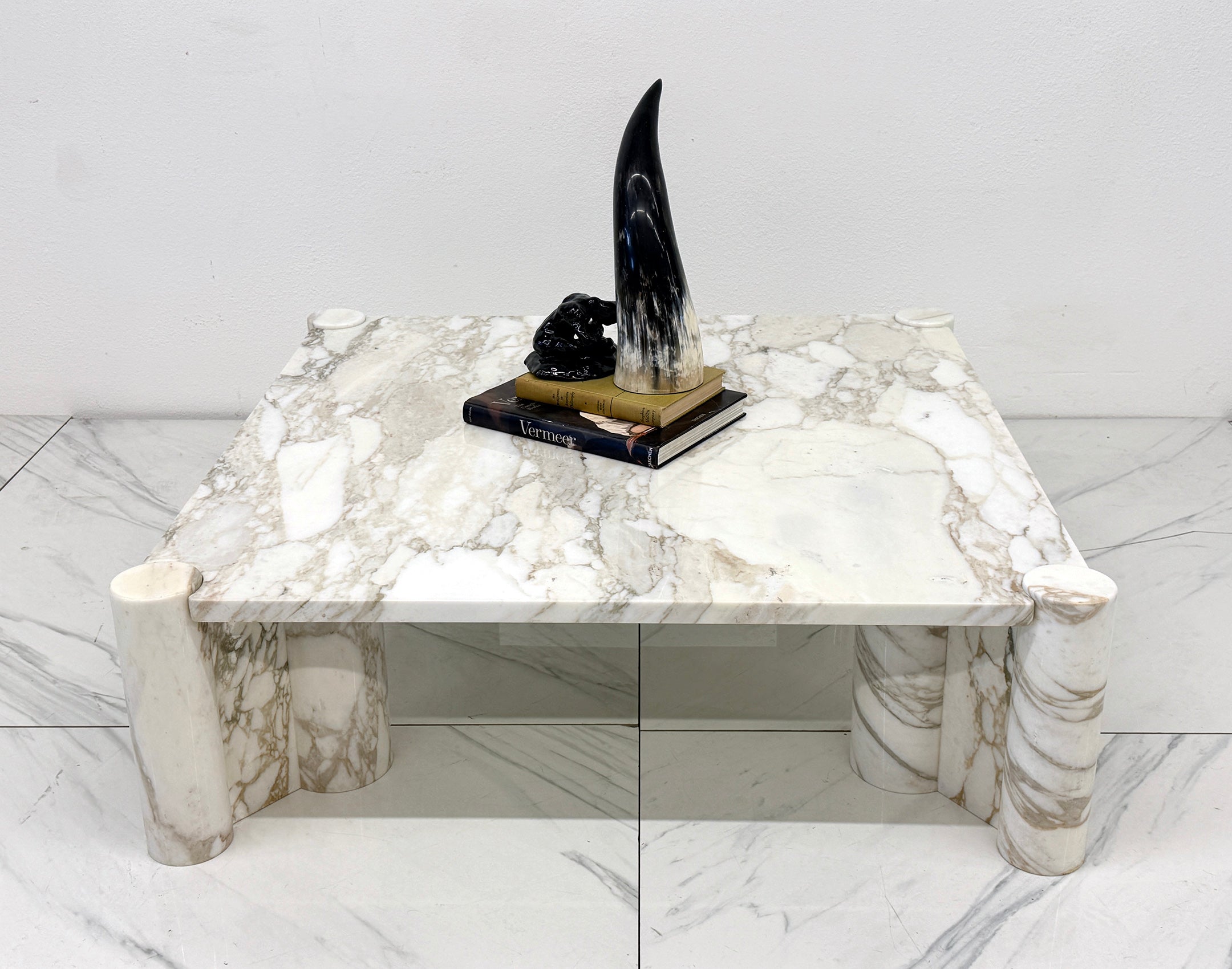 Gae Aulenti Jumbo Coffee Table, Arabescato Marble, Knoll, 1960's