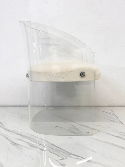 Vladimir Kagan Acrylic Barrel Lounge Chairs in Sheepskin, A Pair, 1970