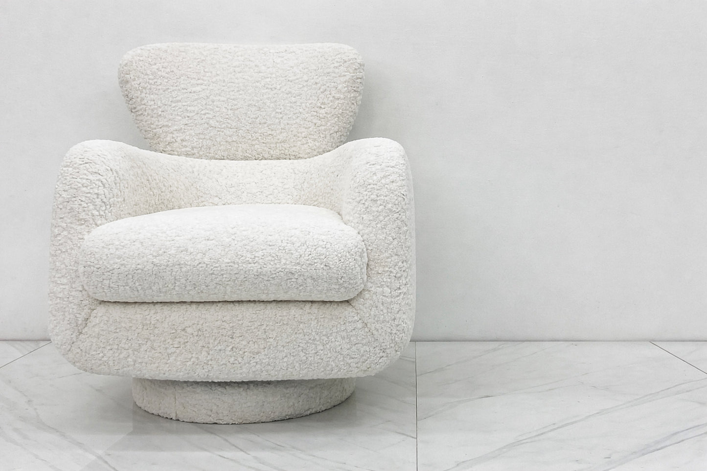 Vladimir Kagan "Papa Bear" Swivel Rocking Chair, in Boucle, Directional, 1980's