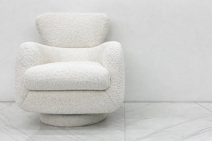 Vladimir Kagan "Papa Bear" Swivel Rocking Chair, in Boucle, Directional, 1980's