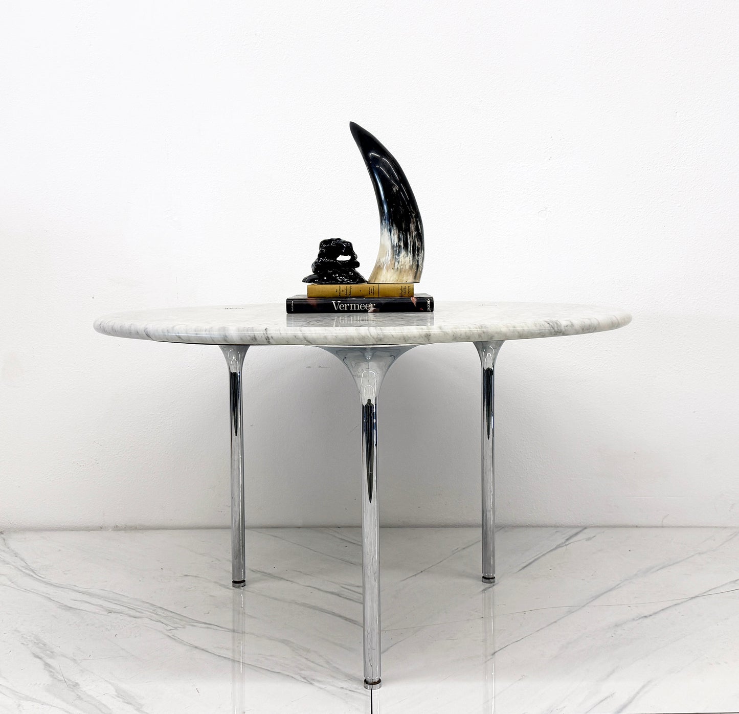 Katavalos, Littell, and Kelley 48" Dining Table, Carrara Marble, Laverne, 1960's