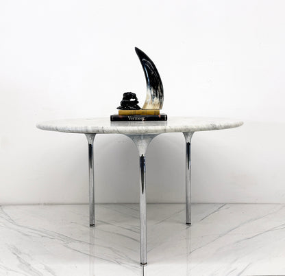 Katavalos, Littell, and Kelley 48" Dining Table, Carrara Marble, Laverne, 1960's