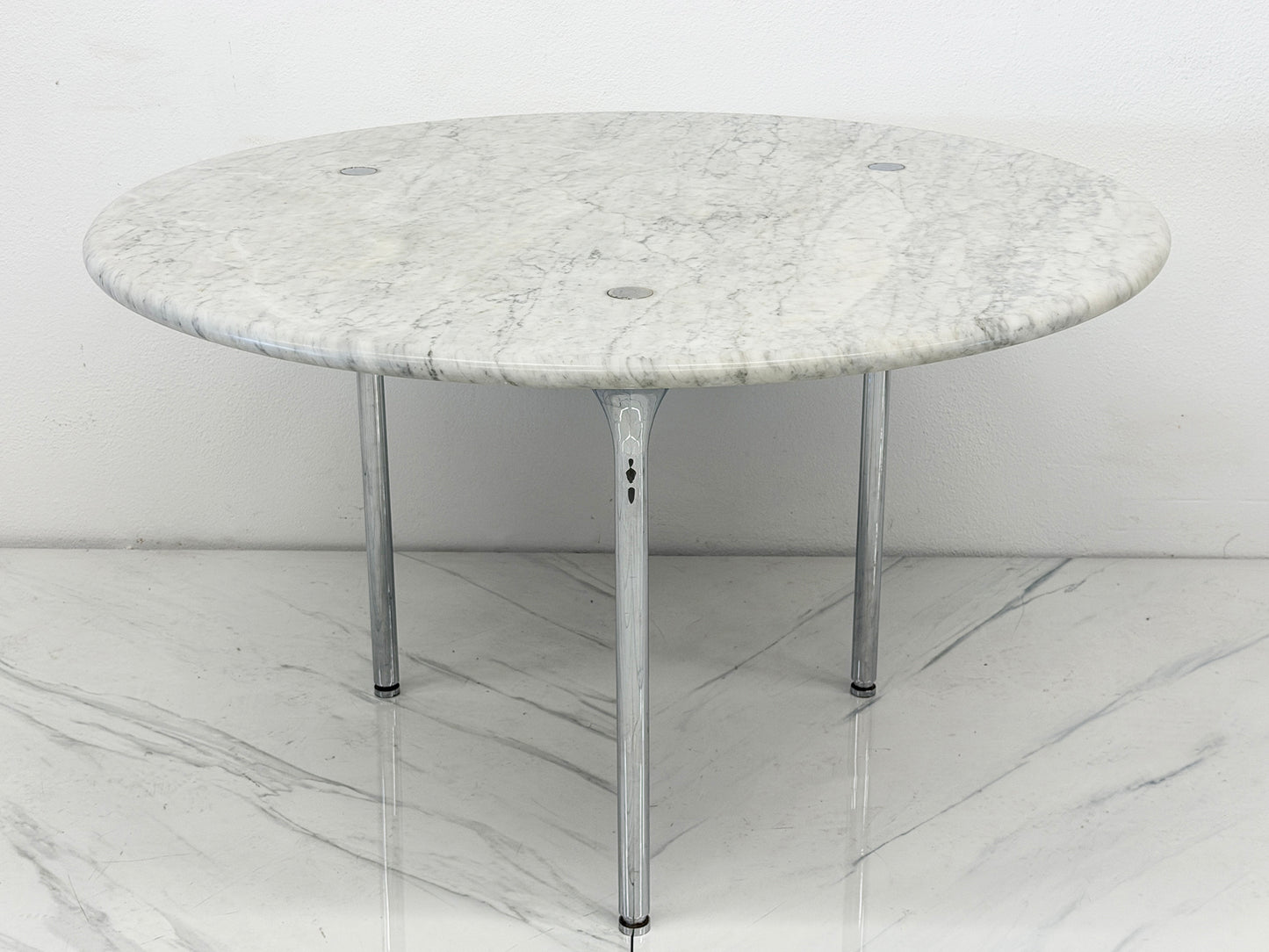 Katavalos, Littell, and Kelley 48" Dining Table, Carrara Marble, Laverne, 1960's