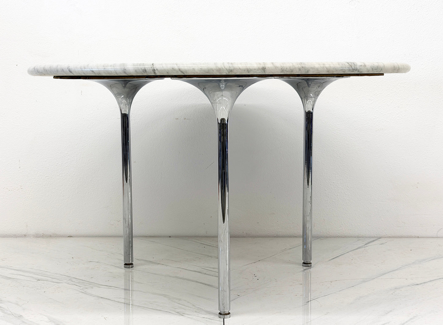 Katavalos, Littell, and Kelley 48" Dining Table, Carrara Marble, Laverne, 1960's