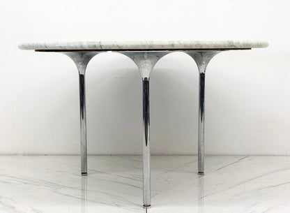Katavalos, Littell, and Kelley 48" Dining Table, Carrara Marble, Laverne, 1960's