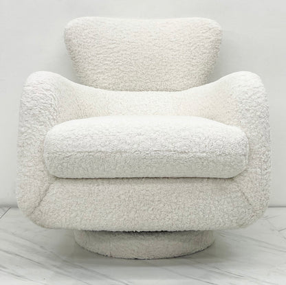 Vladimir Kagan "Papa Bear" Swivel Rocking Chair, in Boucle, Directional, 1980's