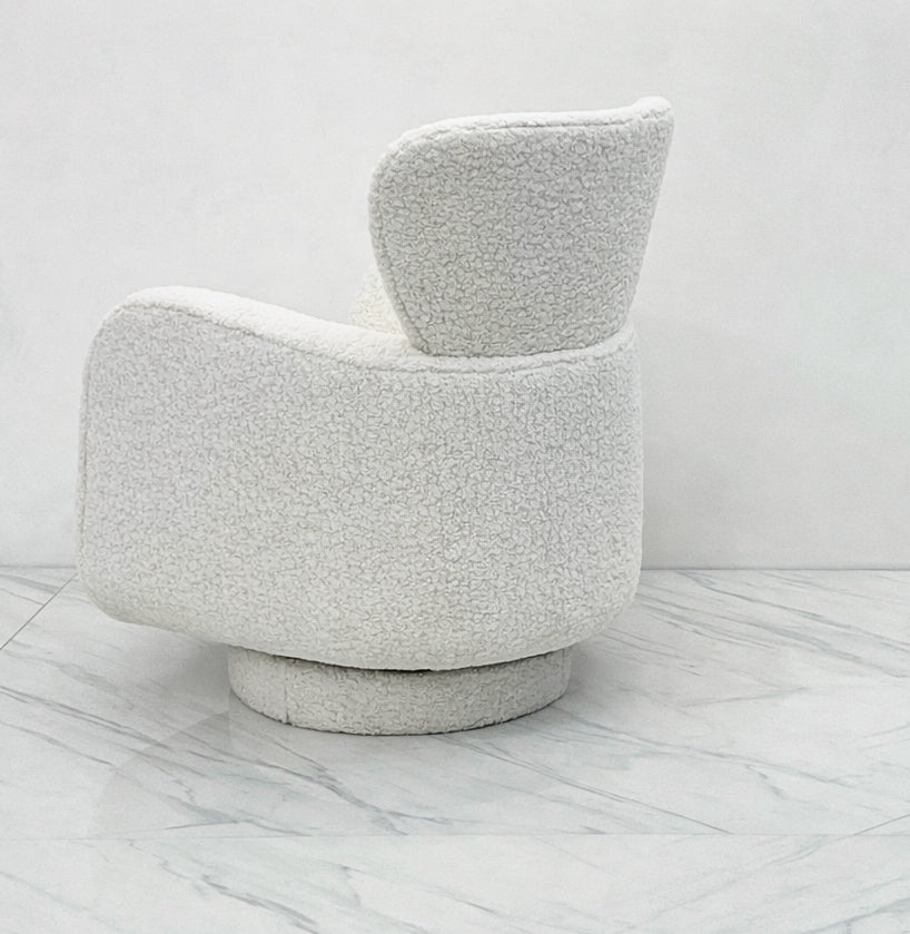 Vladimir Kagan "Papa Bear" Swivel Rocking Chair, in Boucle, Directional, 1980's