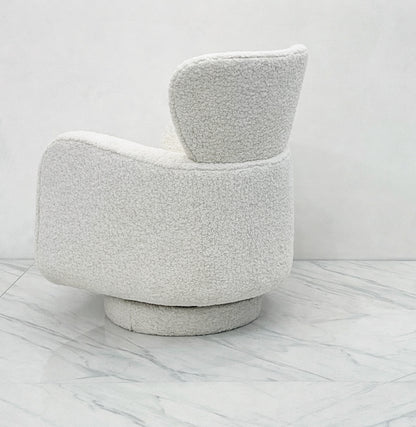 Vladimir Kagan "Papa Bear" Swivel Rocking Chair, in Boucle, Directional, 1980's