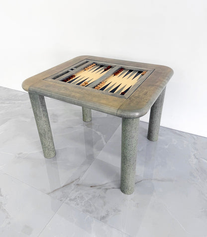 Goatskin and Suede Flip Top Game Table, Karl Springer, 1970's