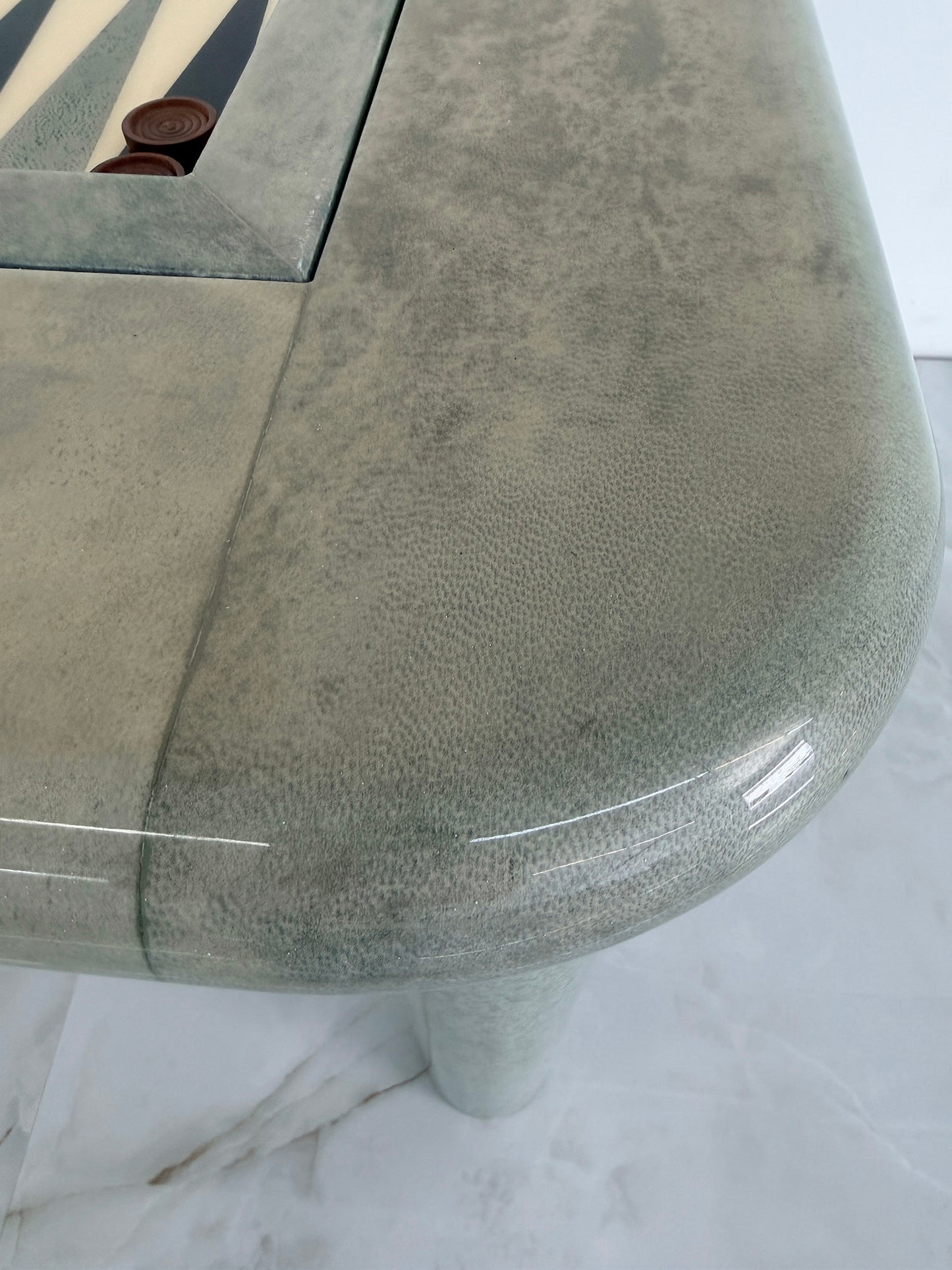 Goatskin and Suede Flip Top Game Table, Karl Springer, 1970's