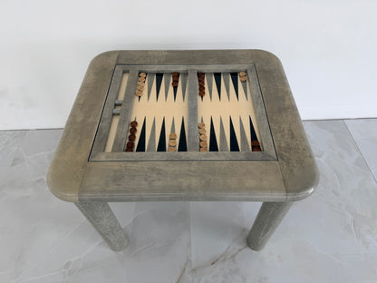 Goatskin and Suede Flip Top Game Table, Karl Springer, 1970's