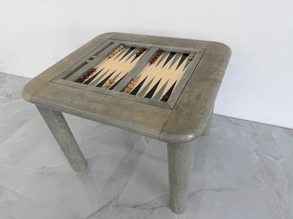 Goatskin and Suede Flip Top Game Table, Karl Springer, 1970's