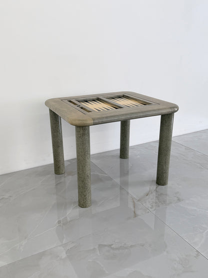 Goatskin and Suede Flip Top Game Table, Karl Springer, 1970's