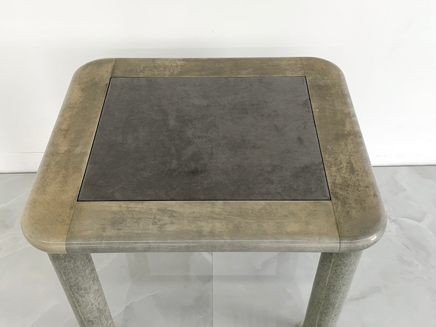 Goatskin and Suede Flip Top Game Table, Karl Springer, 1970's