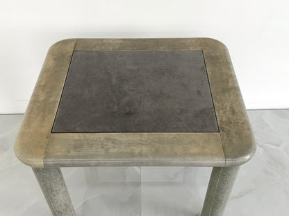Goatskin and Suede Flip Top Game Table, Karl Springer, 1970's