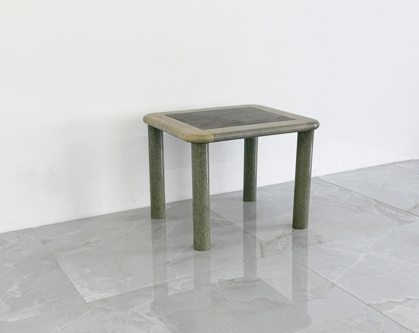 Goatskin and Suede Flip Top Game Table, Karl Springer, 1970's