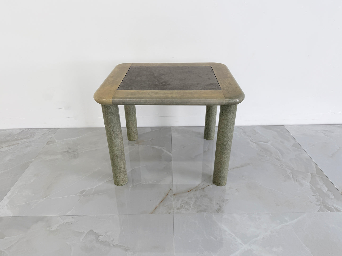 Goatskin and Suede Flip Top Game Table, Karl Springer, 1970's