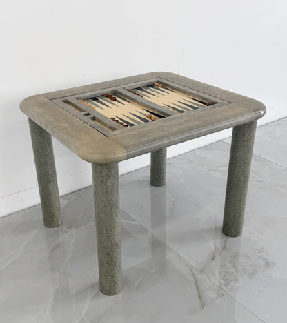 Goatskin and Suede Flip Top Game Table, Karl Springer, 1970's
