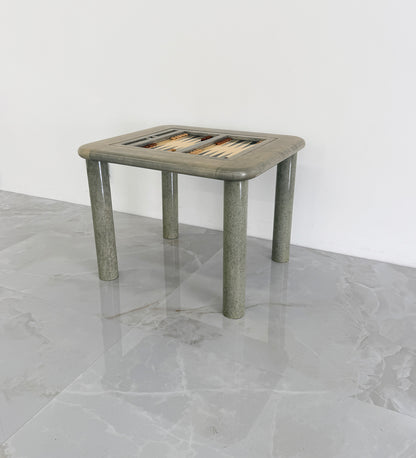 Goatskin and Suede Flip Top Game Table, Karl Springer, 1970's