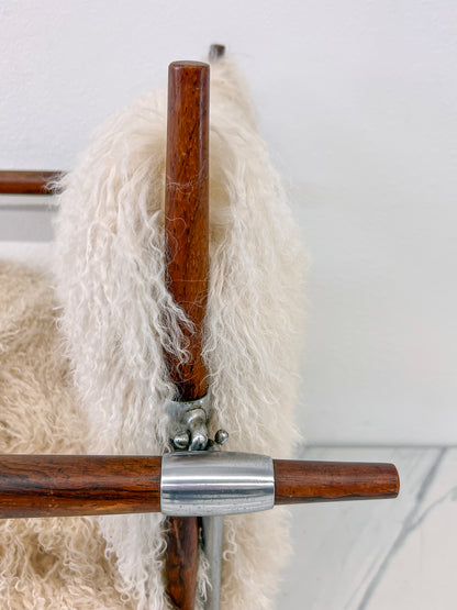 Stokkestol Chair, Jens Quistgaard for Nissen Langaa, Rosewood, Sheepskin, 1960's