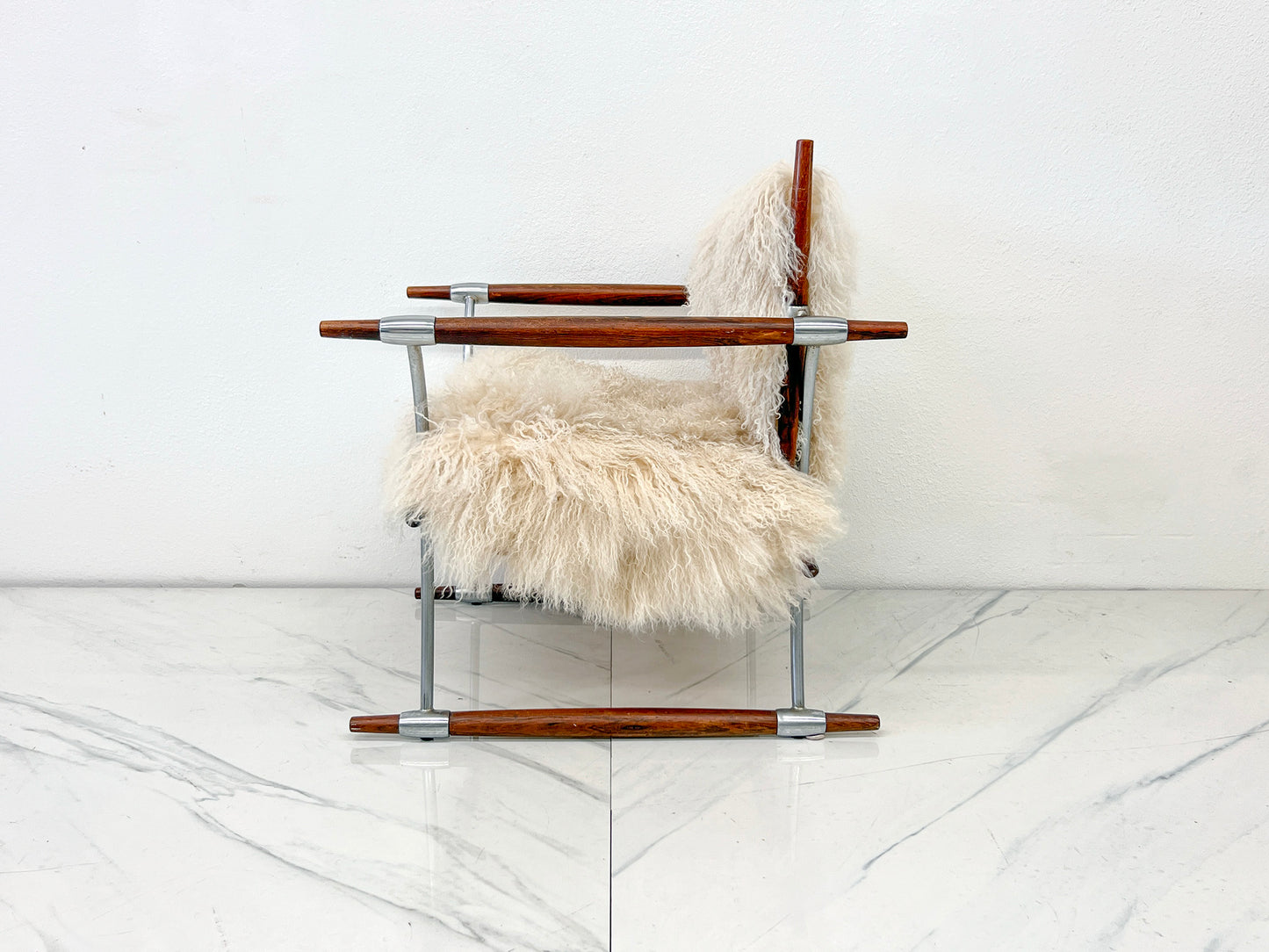 Stokkestol Chair, Jens Quistgaard for Nissen Langaa, Rosewood, Sheepskin, 1960's