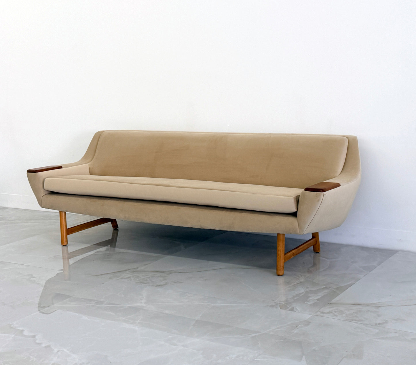 Danish Modern Sofa with Teak Paws, Oak H - Base, 1960's, 2 Configurations Included