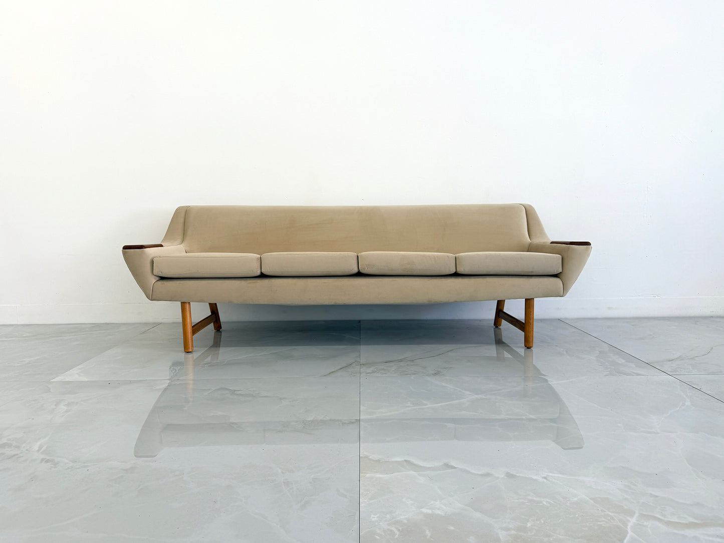 Danish Modern Sofa with Teak Paws, Oak H - Base, 1960's, 2 Configurations Included