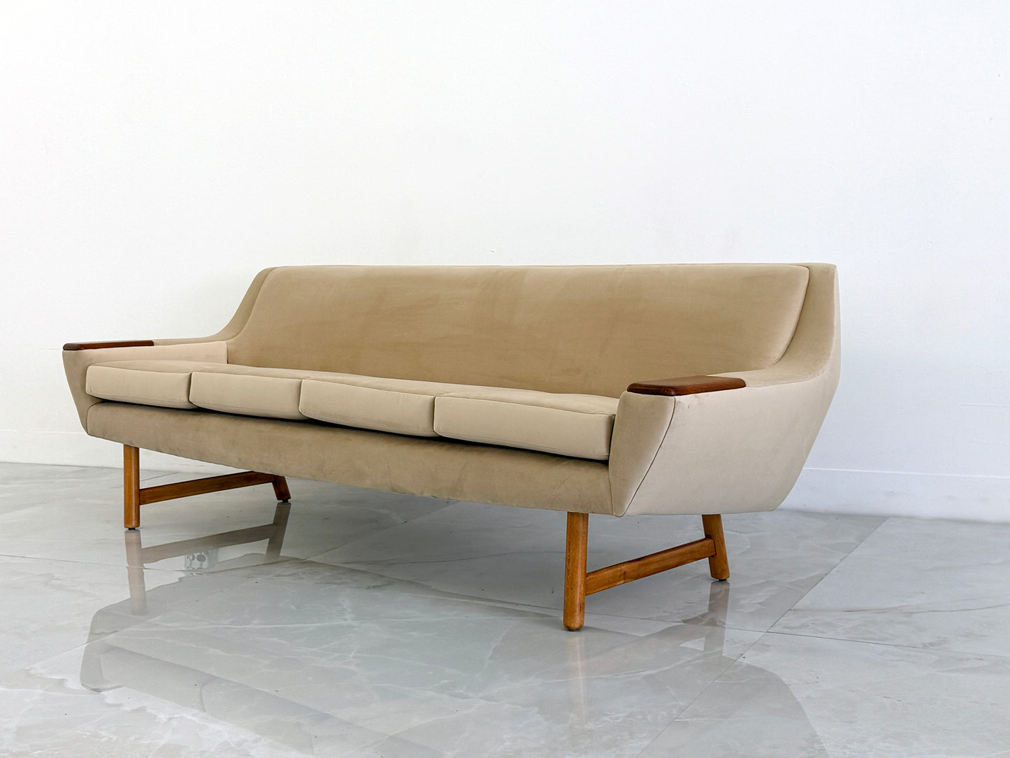 Danish Modern Sofa with Teak Paws, Oak H - Base, 1960's, 2 Configurations Included