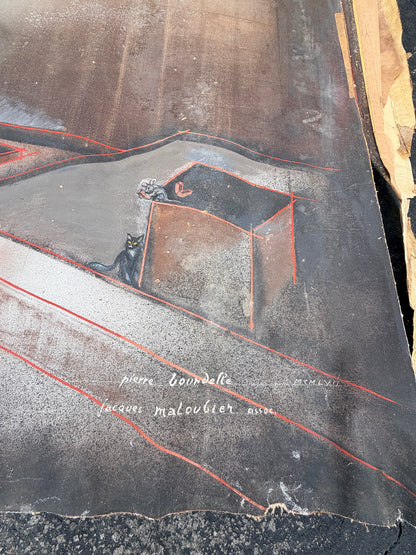 Monumental, Huge 30'L New York City Skyline Painting, Bourdelle, Maloubier, 1957