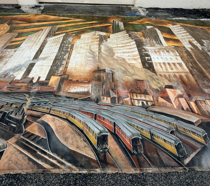 Monumental, Huge 30'L New York City Skyline Painting, Bourdelle, Maloubier, 1957