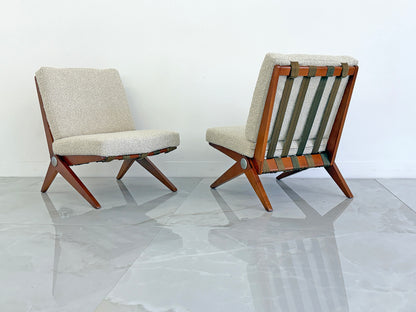 Pierre Jeanneret Scissor Lounge Chairs, Knoll, 1965, Original Cushions Included