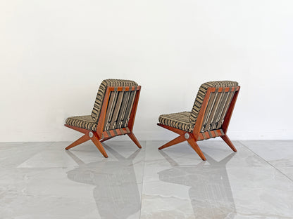 Pierre Jeanneret Scissor Lounge Chairs, Knoll, 1965, Original Cushions Included